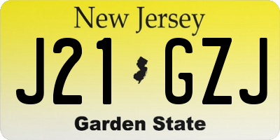 NJ license plate J21GZJ