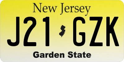 NJ license plate J21GZK