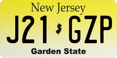 NJ license plate J21GZP