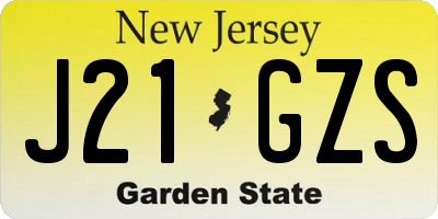 NJ license plate J21GZS