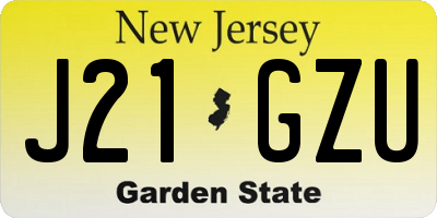 NJ license plate J21GZU