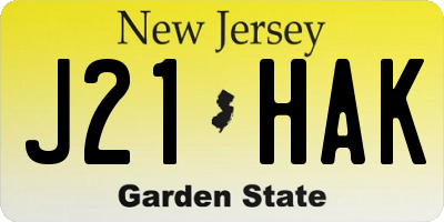 NJ license plate J21HAK
