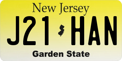 NJ license plate J21HAN