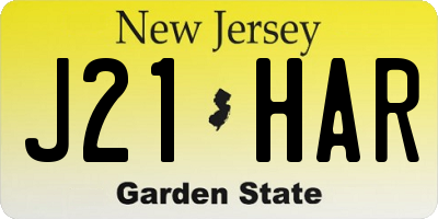 NJ license plate J21HAR