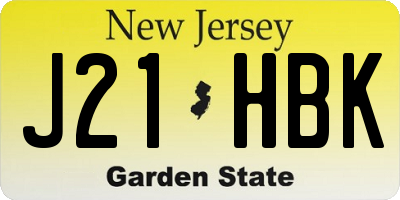 NJ license plate J21HBK