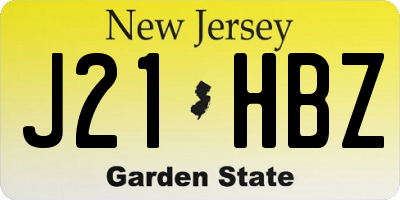 NJ license plate J21HBZ