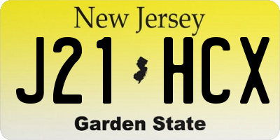 NJ license plate J21HCX