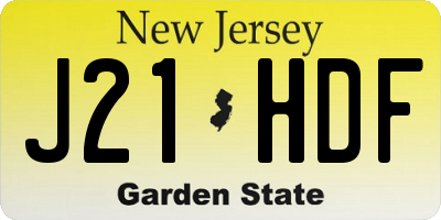NJ license plate J21HDF