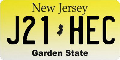NJ license plate J21HEC
