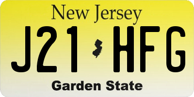 NJ license plate J21HFG