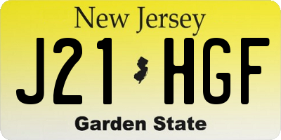 NJ license plate J21HGF