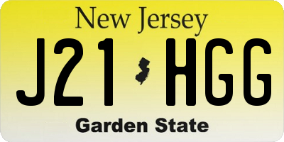 NJ license plate J21HGG