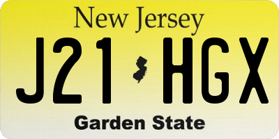 NJ license plate J21HGX