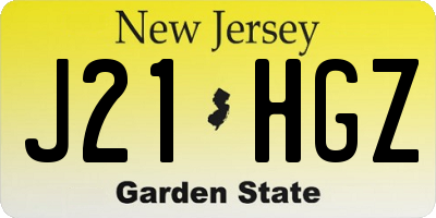 NJ license plate J21HGZ