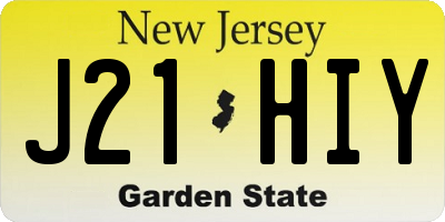 NJ license plate J21HIY
