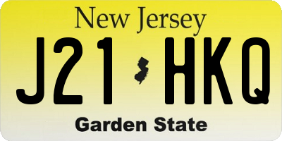 NJ license plate J21HKQ