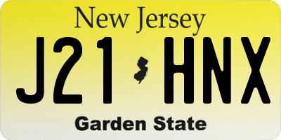 NJ license plate J21HNX