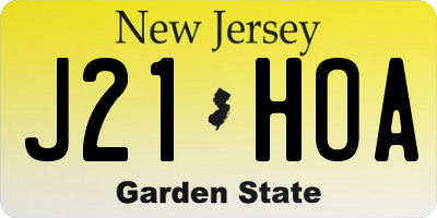 NJ license plate J21HOA