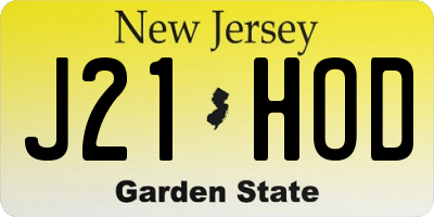 NJ license plate J21HOD