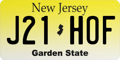 NJ license plate J21HOF