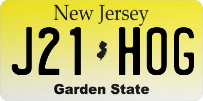 NJ license plate J21HOG