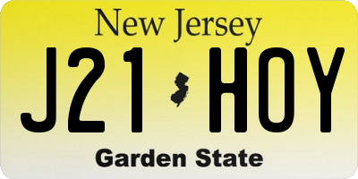 NJ license plate J21HOY
