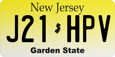 NJ license plate J21HPV