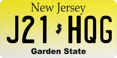 NJ license plate J21HQG