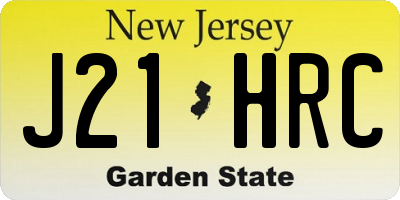 NJ license plate J21HRC