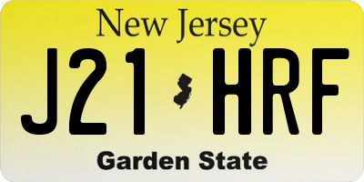 NJ license plate J21HRF