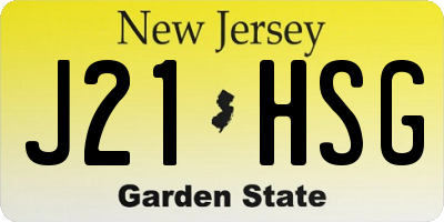 NJ license plate J21HSG