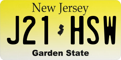 NJ license plate J21HSW
