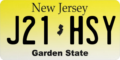NJ license plate J21HSY