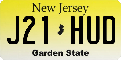 NJ license plate J21HUD