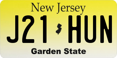 NJ license plate J21HUN