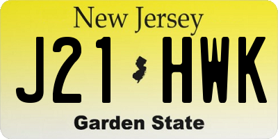 NJ license plate J21HWK