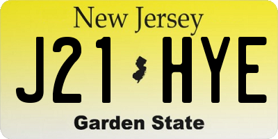 NJ license plate J21HYE