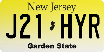 NJ license plate J21HYR
