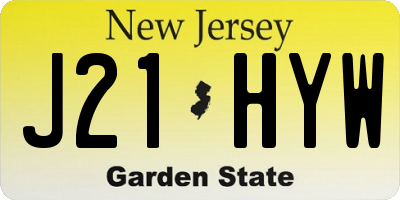NJ license plate J21HYW