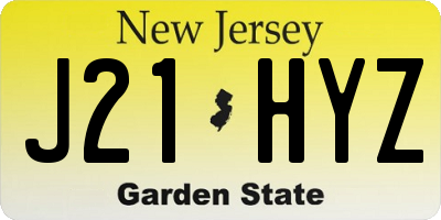 NJ license plate J21HYZ