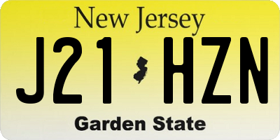 NJ license plate J21HZN