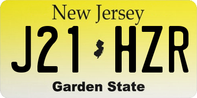 NJ license plate J21HZR