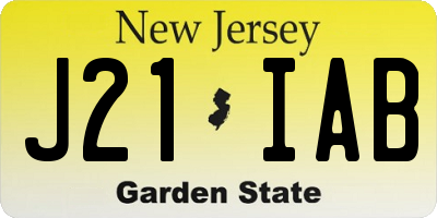 NJ license plate J21IAB