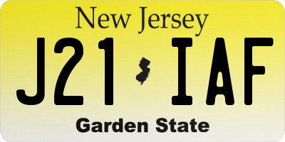 NJ license plate J21IAF