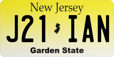 NJ license plate J21IAN