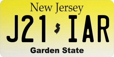 NJ license plate J21IAR