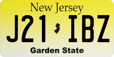 NJ license plate J21IBZ