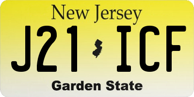 NJ license plate J21ICF