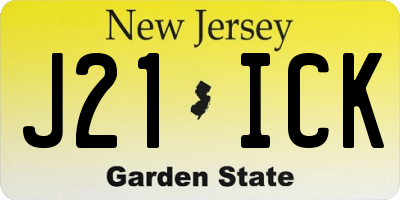 NJ license plate J21ICK