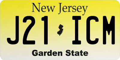 NJ license plate J21ICM